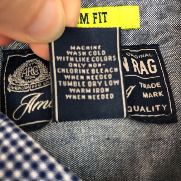 American Rag Cie Mens Slim Fit Plaid Short Sleeve - Large - Picture 11 of 15